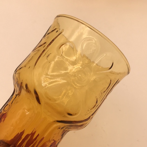 VTG Libbey Amber Daisy Country Garden 5" Beverage Glasses Set of 7 - Picture 3 of 8